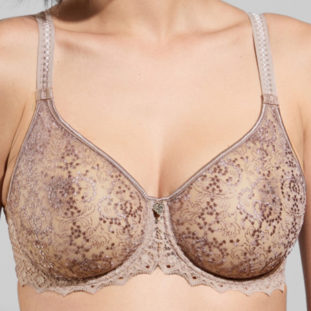 $255 Empreinte 36E Invisible full cup bra CASSIOPEE Rose Sauvage Embroidery Lace